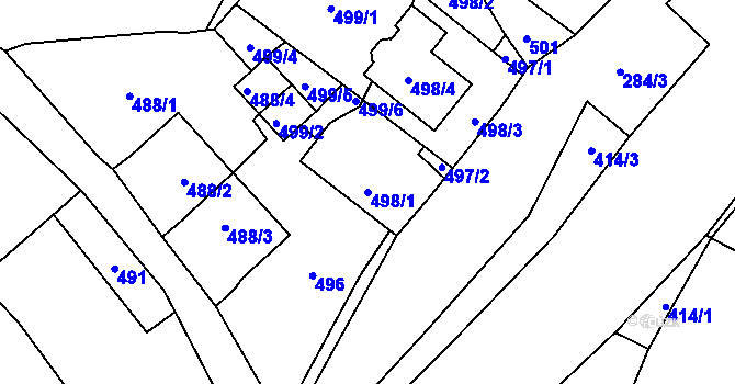 Parcela st. 498/1 v KÚ Dříteň, Katastrální mapa