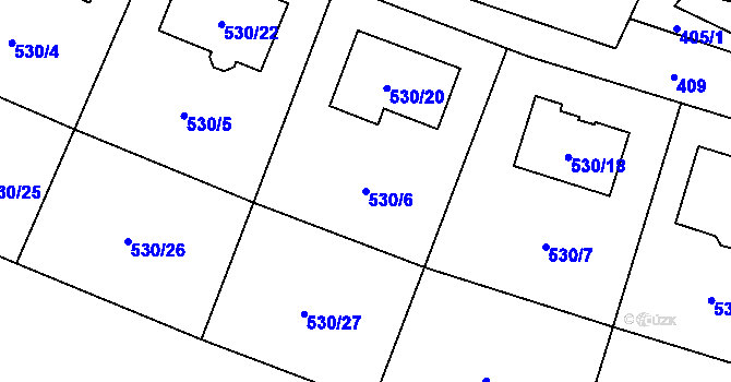 Parcela st. 530/6 v KÚ Dříteň, Katastrální mapa