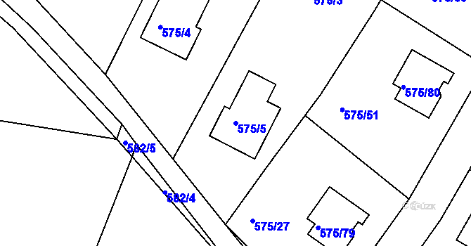 Parcela st. 575/5 v KÚ Dříteň, Katastrální mapa