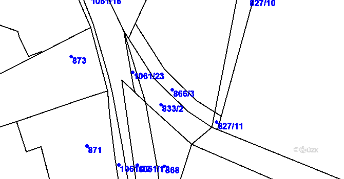 Parcela st. 866/3 v KÚ Dříteň, Katastrální mapa