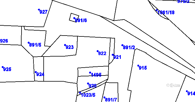 Parcela st. 922 v KÚ Dříteň, Katastrální mapa