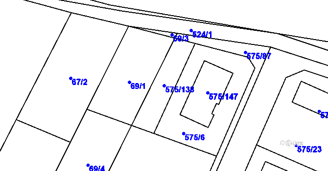 Parcela st. 575/138 v KÚ Dříteň, Katastrální mapa