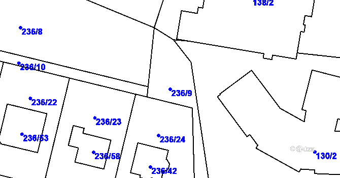 Parcela st. 236/9 v KÚ Dříteň, Katastrální mapa