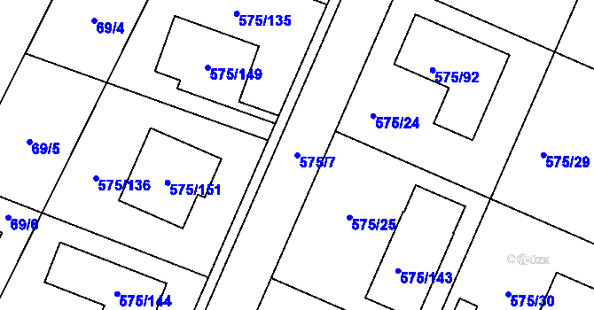 Parcela st. 575/7 v KÚ Dříteň, Katastrální mapa