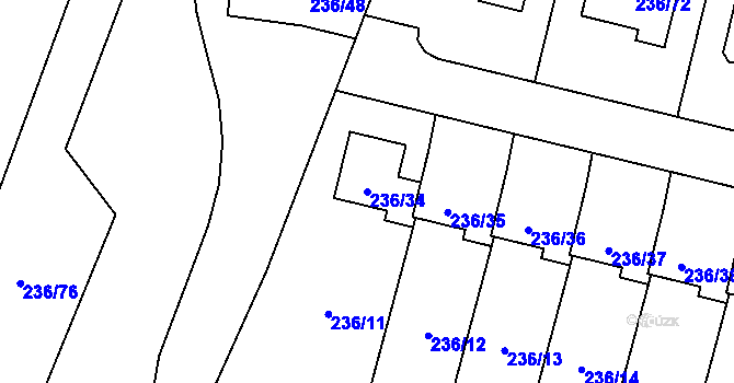Parcela st. 236/34 v KÚ Dříteň, Katastrální mapa