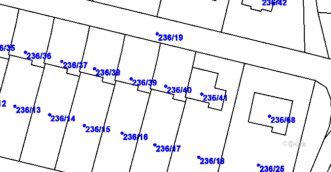 Parcela st. 236/40 v KÚ Dříteň, Katastrální mapa