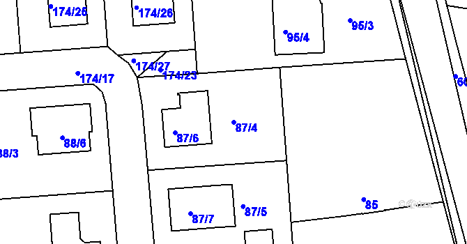 Parcela st. 87/4 v KÚ Dříteň, Katastrální mapa