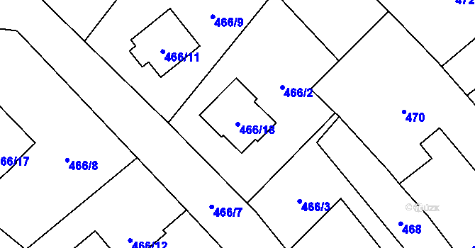 Parcela st. 466/18 v KÚ Dříteň, Katastrální mapa