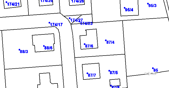 Parcela st. 87/6 v KÚ Dříteň, Katastrální mapa