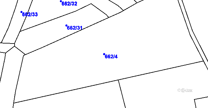 Parcela st. 662/4 v KÚ Dříteň, Katastrální mapa