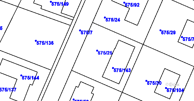 Parcela st. 575/25 v KÚ Dříteň, Katastrální mapa