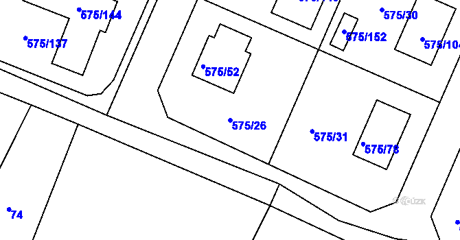 Parcela st. 575/26 v KÚ Dříteň, Katastrální mapa