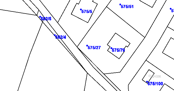Parcela st. 575/27 v KÚ Dříteň, Katastrální mapa