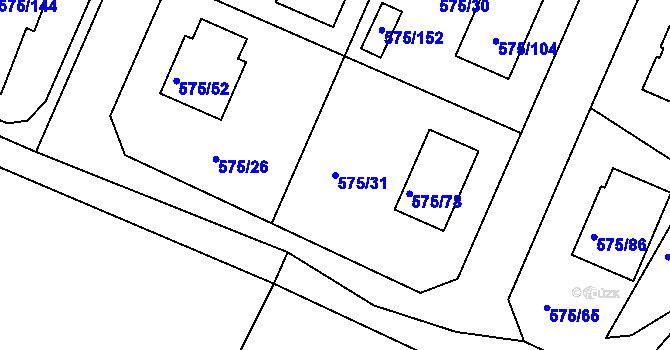Parcela st. 575/31 v KÚ Dříteň, Katastrální mapa