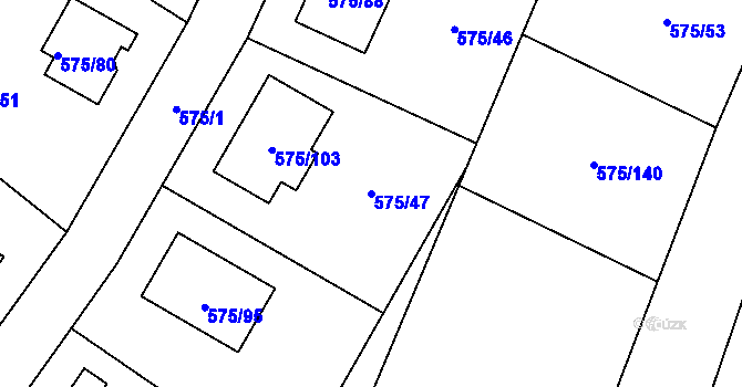 Parcela st. 575/47 v KÚ Dříteň, Katastrální mapa