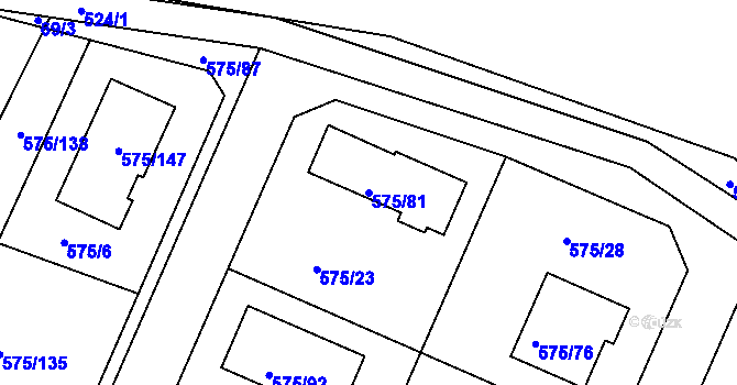 Parcela st. 575/81 v KÚ Dříteň, Katastrální mapa