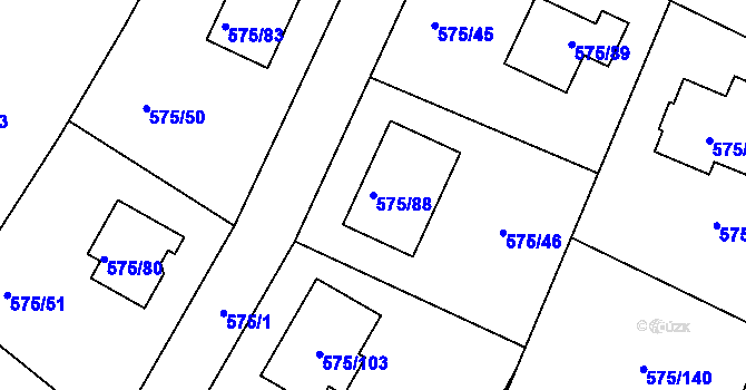 Parcela st. 575/88 v KÚ Dříteň, Katastrální mapa