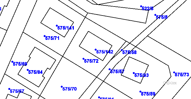 Parcela st. 575/142 v KÚ Dříteň, Katastrální mapa