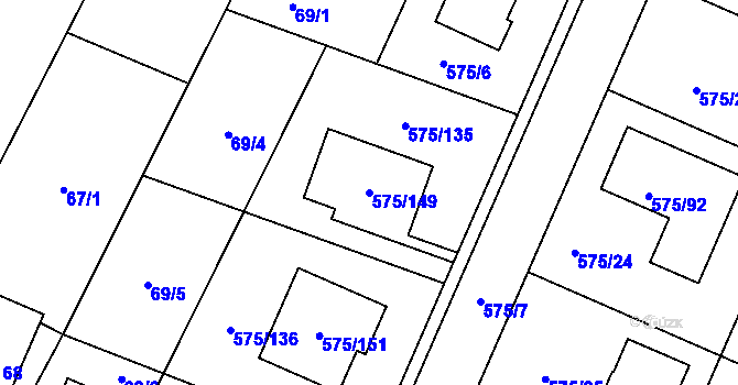 Parcela st. 575/149 v KÚ Dříteň, Katastrální mapa