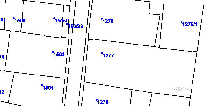 Parcela st. 1277 v KÚ Nákří, Katastrální mapa