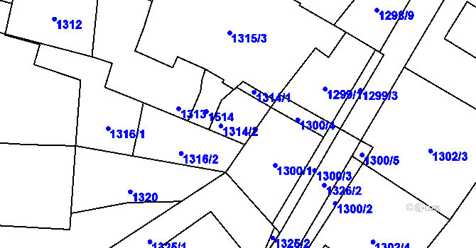 Parcela st. 1314 v KÚ Nákří, Katastrální mapa