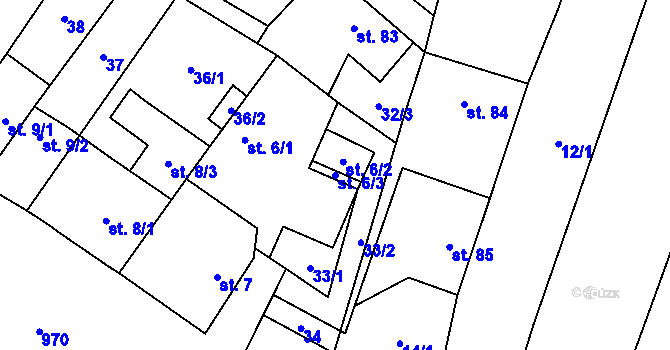 Parcela st. 6/3 v KÚ Dub u Prachatic, Katastrální mapa