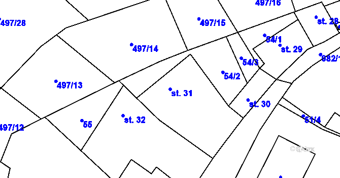 Parcela st. 31 v KÚ Dub u Prachatic, Katastrální mapa