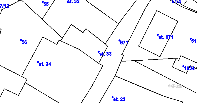Parcela st. 33 v KÚ Dub u Prachatic, Katastrální mapa