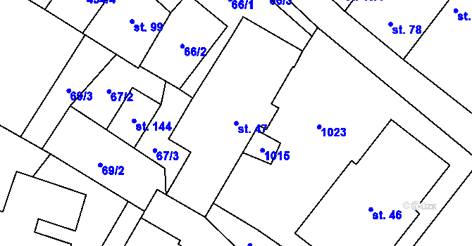 Parcela st. 47 v KÚ Dub u Prachatic, Katastrální mapa