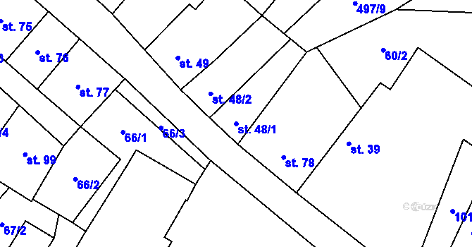 Parcela st. 48/1 v KÚ Dub u Prachatic, Katastrální mapa