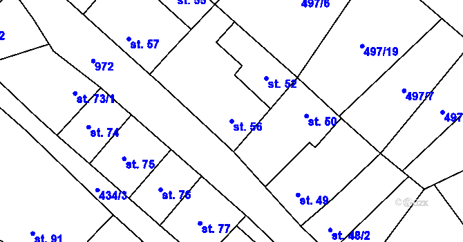 Parcela st. 56 v KÚ Dub u Prachatic, Katastrální mapa