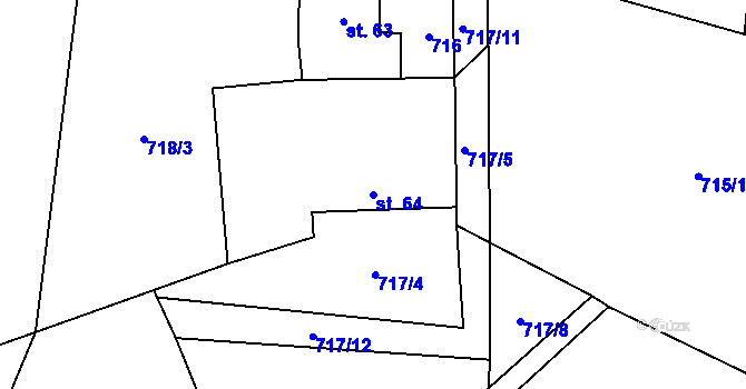 Parcela st. 64 v KÚ Dub u Prachatic, Katastrální mapa