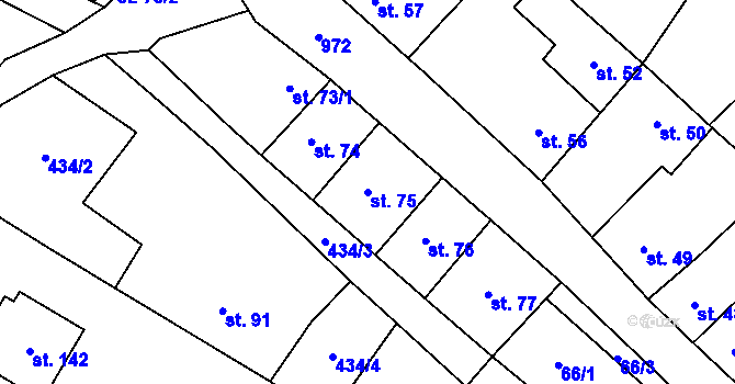 Parcela st. 75 v KÚ Dub u Prachatic, Katastrální mapa