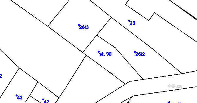 Parcela st. 98 v KÚ Dub u Prachatic, Katastrální mapa