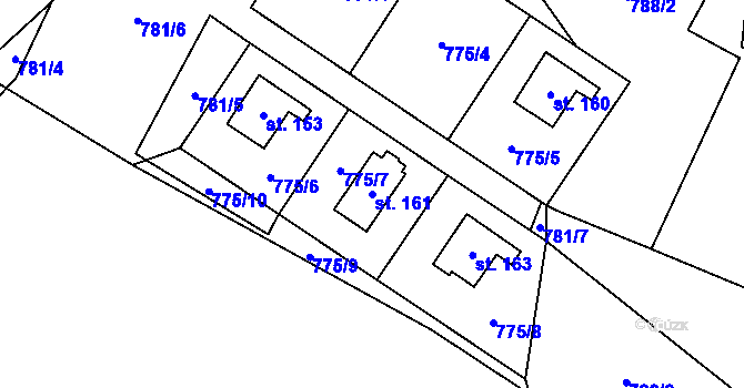 Parcela st. 161 v KÚ Dub u Prachatic, Katastrální mapa
