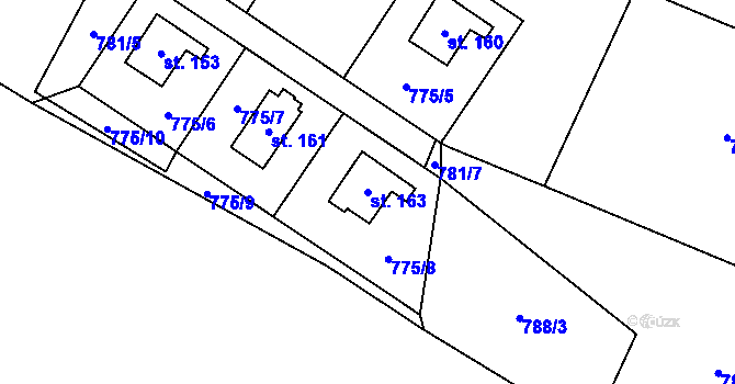Parcela st. 163 v KÚ Dub u Prachatic, Katastrální mapa