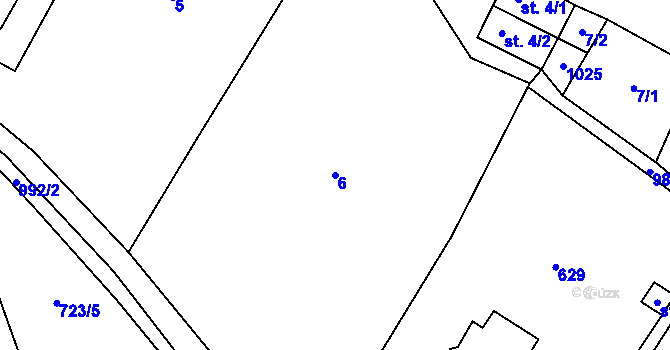 Parcela st. 6 v KÚ Dub u Prachatic, Katastrální mapa