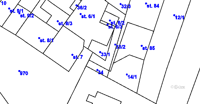 Parcela st. 33/1 v KÚ Dub u Prachatic, Katastrální mapa