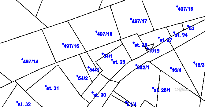 Parcela st. 54/1 v KÚ Dub u Prachatic, Katastrální mapa