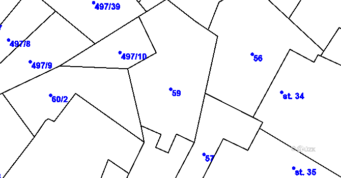 Parcela st. 59 v KÚ Dub u Prachatic, Katastrální mapa