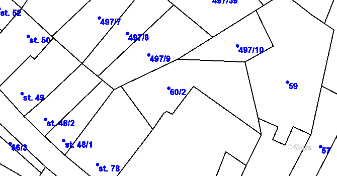 Parcela st. 60/2 v KÚ Dub u Prachatic, Katastrální mapa