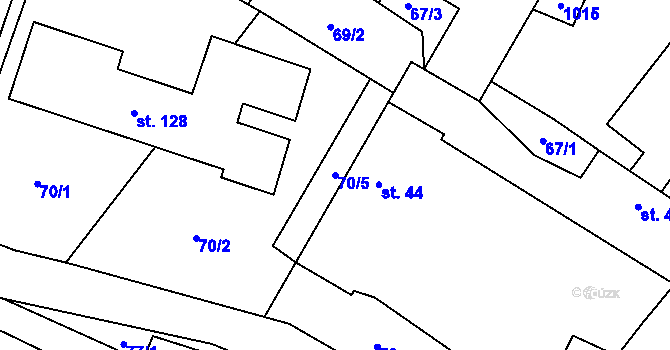 Parcela st. 70/5 v KÚ Dub u Prachatic, Katastrální mapa