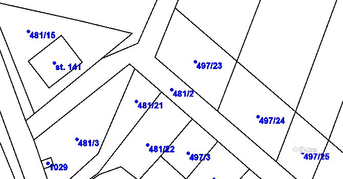 Parcela st. 481/2 v KÚ Dub u Prachatic, Katastrální mapa