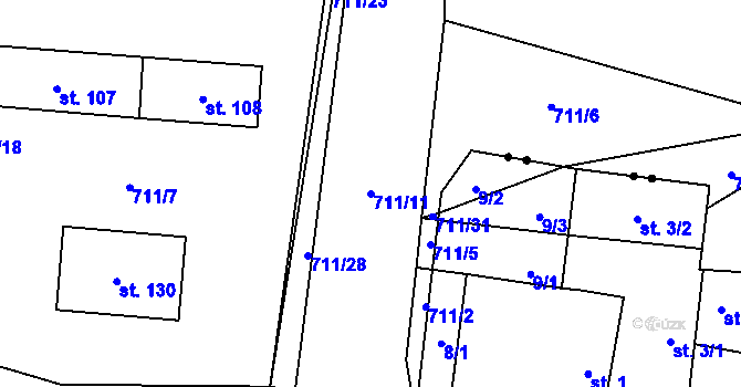Parcela st. 711/11 v KÚ Dub u Prachatic, Katastrální mapa