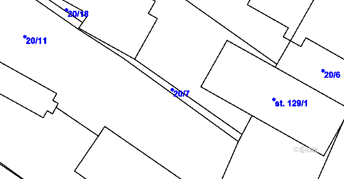 Parcela st. 20/7 v KÚ Dub u Prachatic, Katastrální mapa