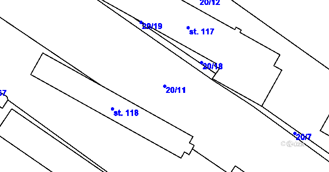 Parcela st. 20/11 v KÚ Dub u Prachatic, Katastrální mapa