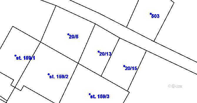 Parcela st. 20/13 v KÚ Dub u Prachatic, Katastrální mapa