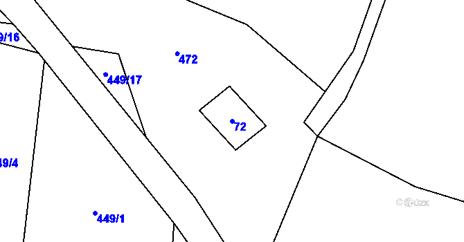 Parcela st. 72 v KÚ Dub u Prachatic, Katastrální mapa