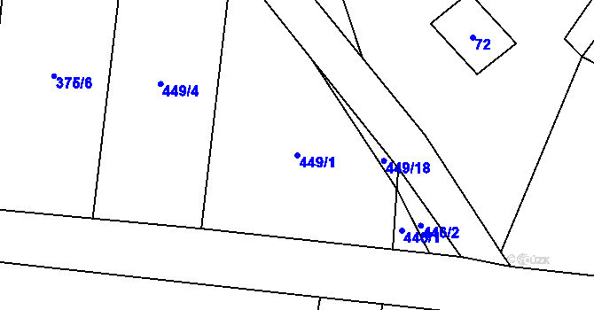 Parcela st. 449/1 v KÚ Dub u Prachatic, Katastrální mapa