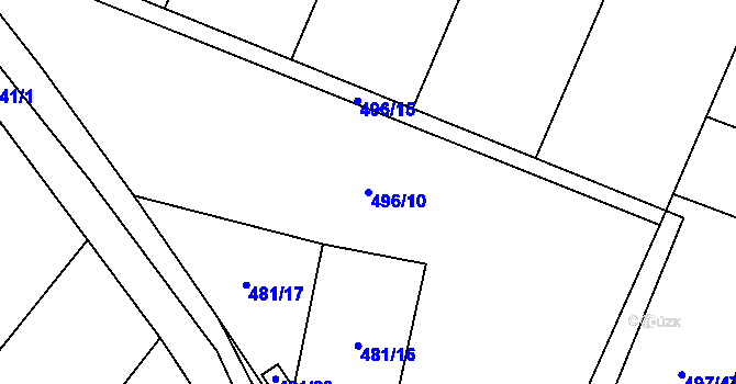 Parcela st. 496/10 v KÚ Dub u Prachatic, Katastrální mapa